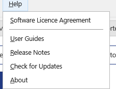 Help menu open