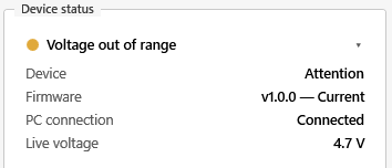 Voltage out of range, orange