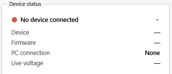 No device connected, red