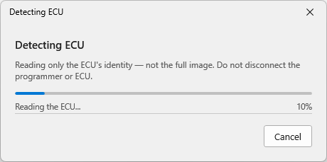 Detecting ECU progress dialog