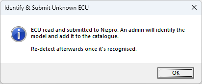Confirmation that the ECU was read and submitted to Nizpro