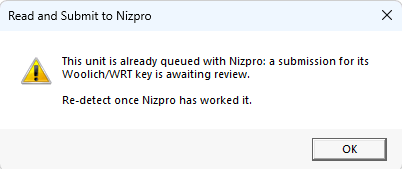 Read and Submit to Nizpro: this unit is already queued with Nizpro, awaiting review