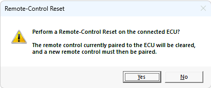 Remote-Control Reset confirmation with Yes and No buttons