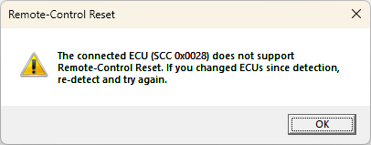 Remote-Control Reset message: the connected ECU does not support Remote-Control Reset