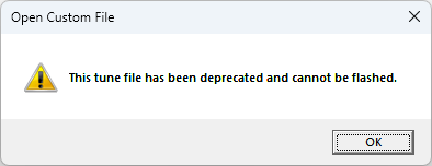 Open Custom File error for a deprecated tune file