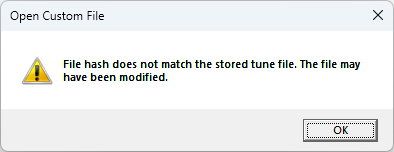Open Custom File error for a modified file