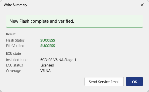 Write Summary with a Send Service Email button