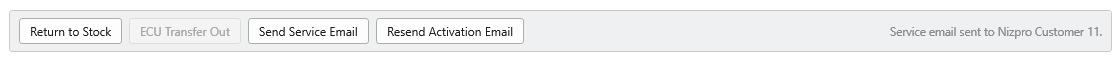 My ECUs toolbar: Service email sent to Nizpro Customer 11