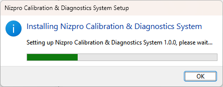 Installer progress window: Installing Nizpro Calibration & Diagnostics System