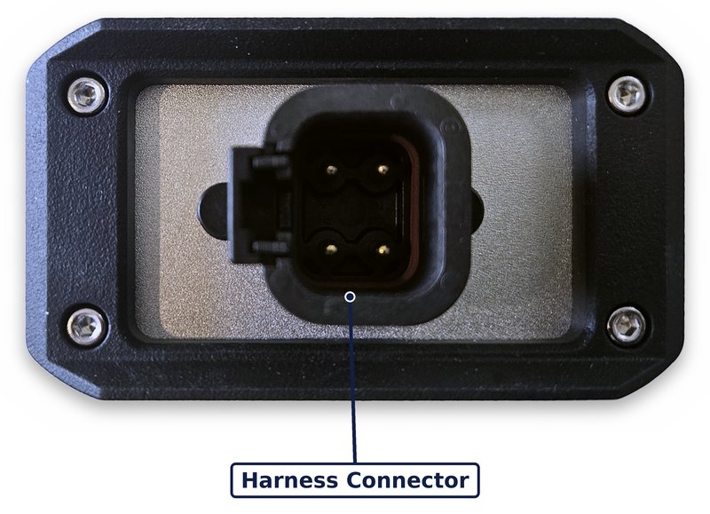 Harness connector end of the programmer with the Harness Connector labelled