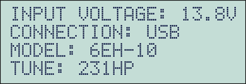 Programmer screen showing MODEL 6EH-10 and TUNE 231HP